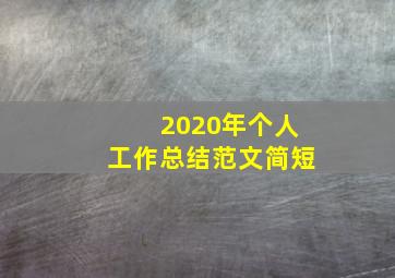 2020年个人工作总结范文简短