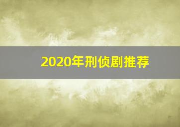 2020年刑侦剧推荐