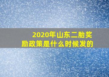 2020年山东二胎奖励政策是什么时候发的