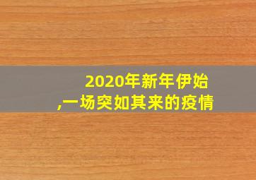 2020年新年伊始,一场突如其来的疫情