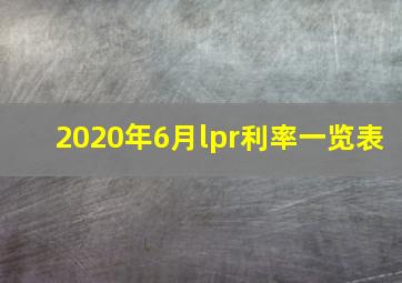 2020年6月lpr利率一览表