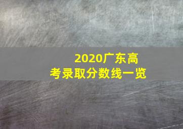 2020广东高考录取分数线一览