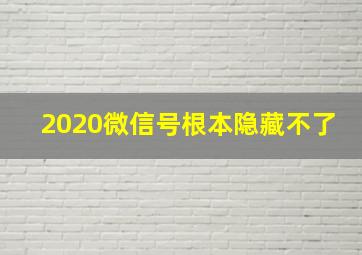 2020微信号根本隐藏不了