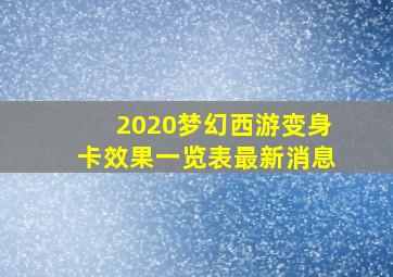 2020梦幻西游变身卡效果一览表最新消息