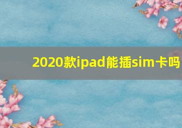 2020款ipad能插sim卡吗