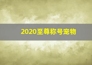 2020至尊称号宠物