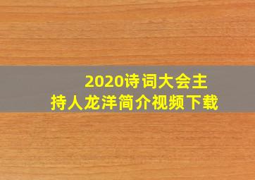 2020诗词大会主持人龙洋简介视频下载