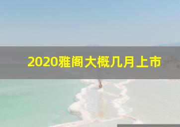 2020雅阁大概几月上市