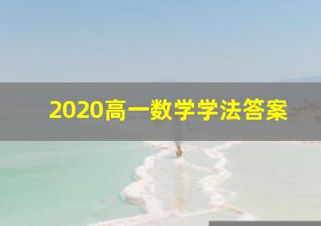 2020高一数学学法答案