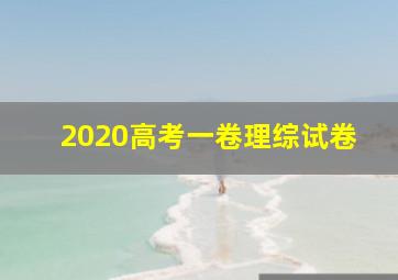 2020高考一卷理综试卷