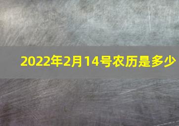 2022年2月14号农历是多少