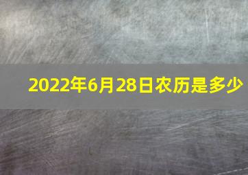 2022年6月28日农历是多少