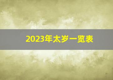 2023年太岁一览表