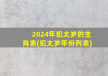 2024年犯太岁的生肖表(犯太岁年份列表)