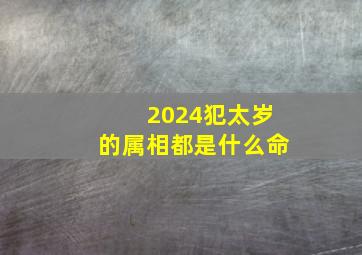 2024犯太岁的属相都是什么命