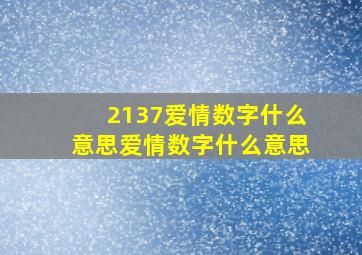 2137爱情数字什么意思爱情数字什么意思