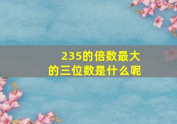 235的倍数最大的三位数是什么呢