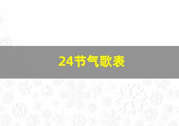 24节气歌表