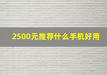 2500元推荐什么手机好用