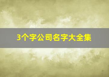 3个字公司名字大全集