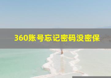 360账号忘记密码没密保