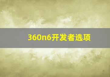 360n6开发者选项