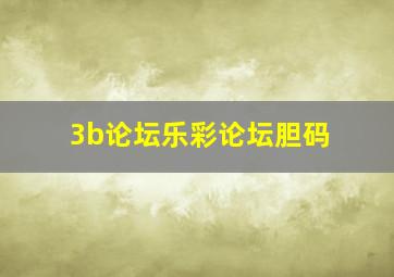 3b论坛乐彩论坛胆码