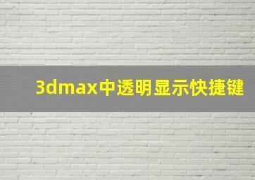 3dmax中透明显示快捷键