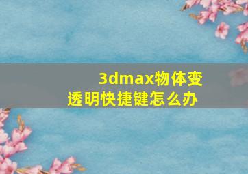 3dmax物体变透明快捷键怎么办