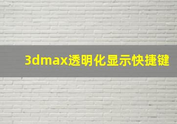 3dmax透明化显示快捷键