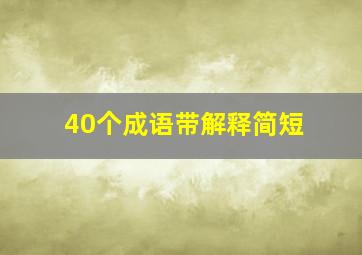 40个成语带解释简短