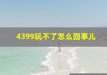 4399玩不了怎么回事儿