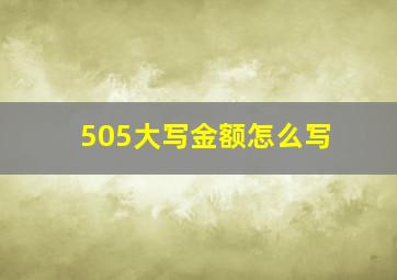 505大写金额怎么写