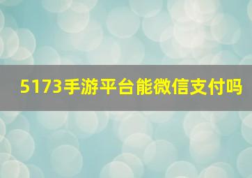 5173手游平台能微信支付吗