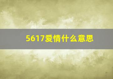 5617爱情什么意思