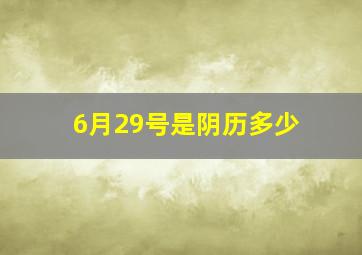 6月29号是阴历多少