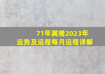 71年属猪2023年运势及运程每月运程详解