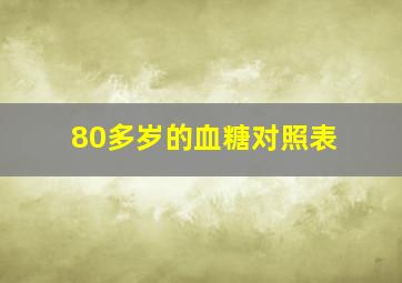 80多岁的血糖对照表