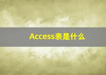 Access表是什么