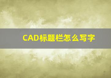 CAD标题栏怎么写字