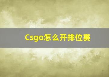 Csgo怎么开排位赛