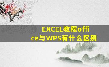 EXCEL教程office与WPS有什么区别