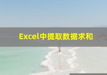 Excel中提取数据求和