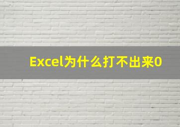 Excel为什么打不出来0