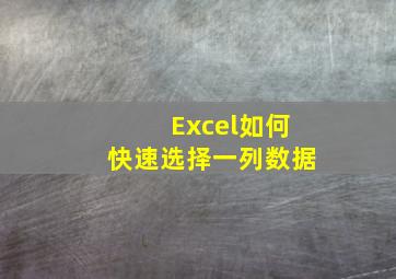 Excel如何快速选择一列数据