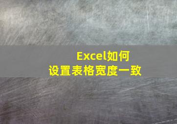 Excel如何设置表格宽度一致