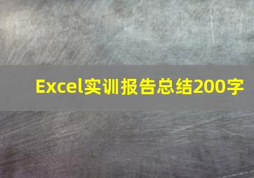 Excel实训报告总结200字