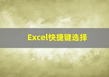 Excel快捷键选择