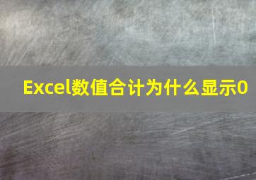 Excel数值合计为什么显示0