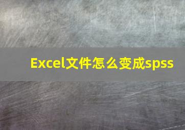 Excel文件怎么变成spss